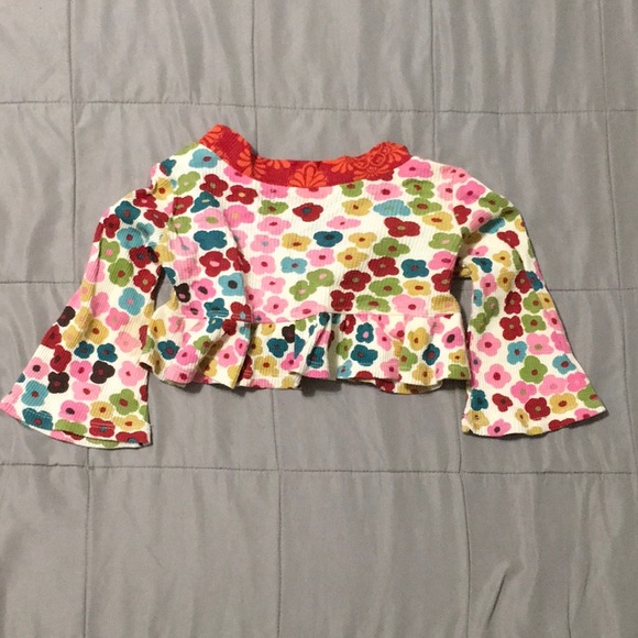 Jelly the Pug Flower Print Long Sleeve Ruffle Shrug Girls 24 Months - Picture 2 of 2